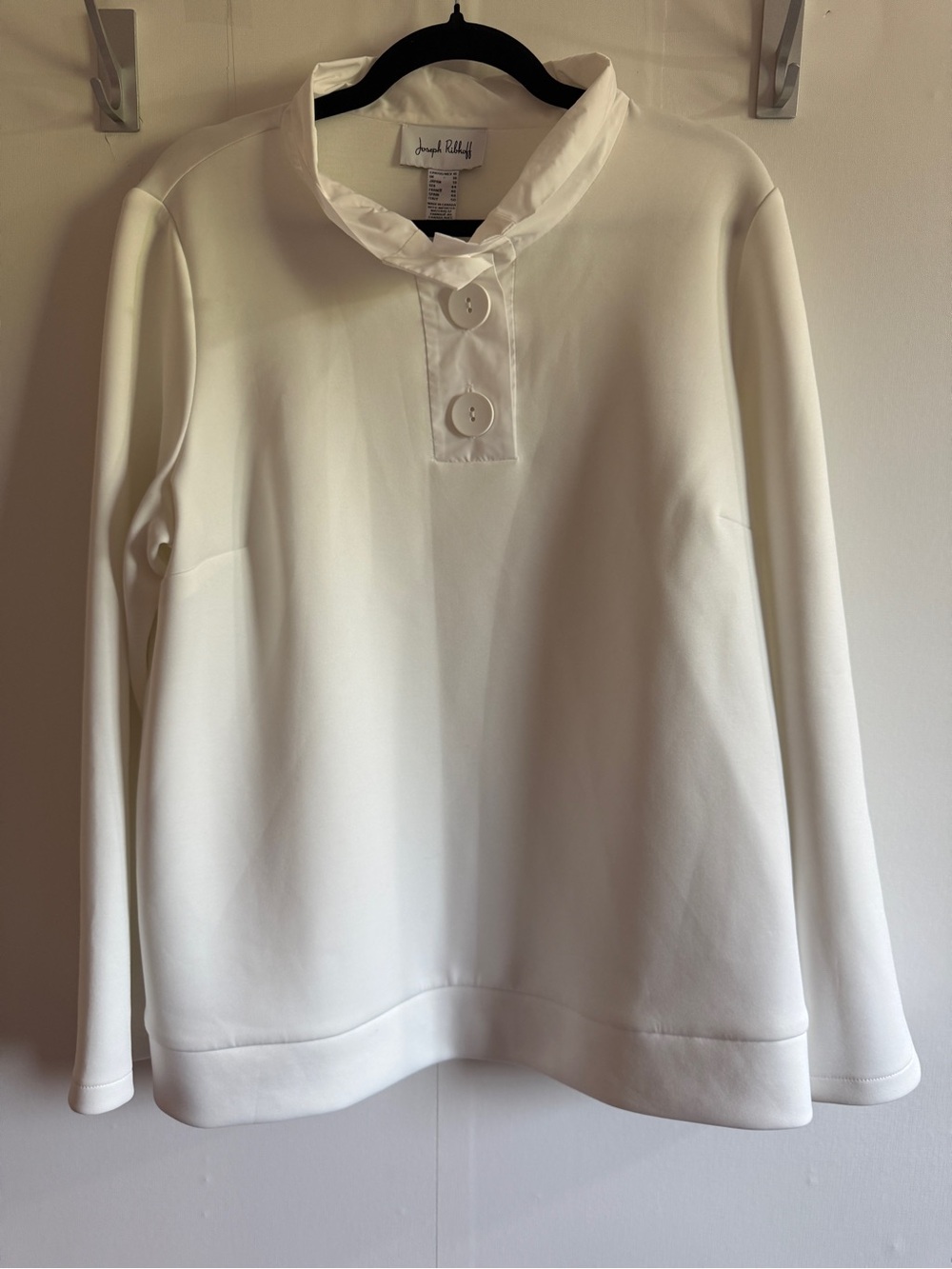 Joseph Ribkoff Ivory White Button Neck Tunic Top Size 16 Made in Canada
